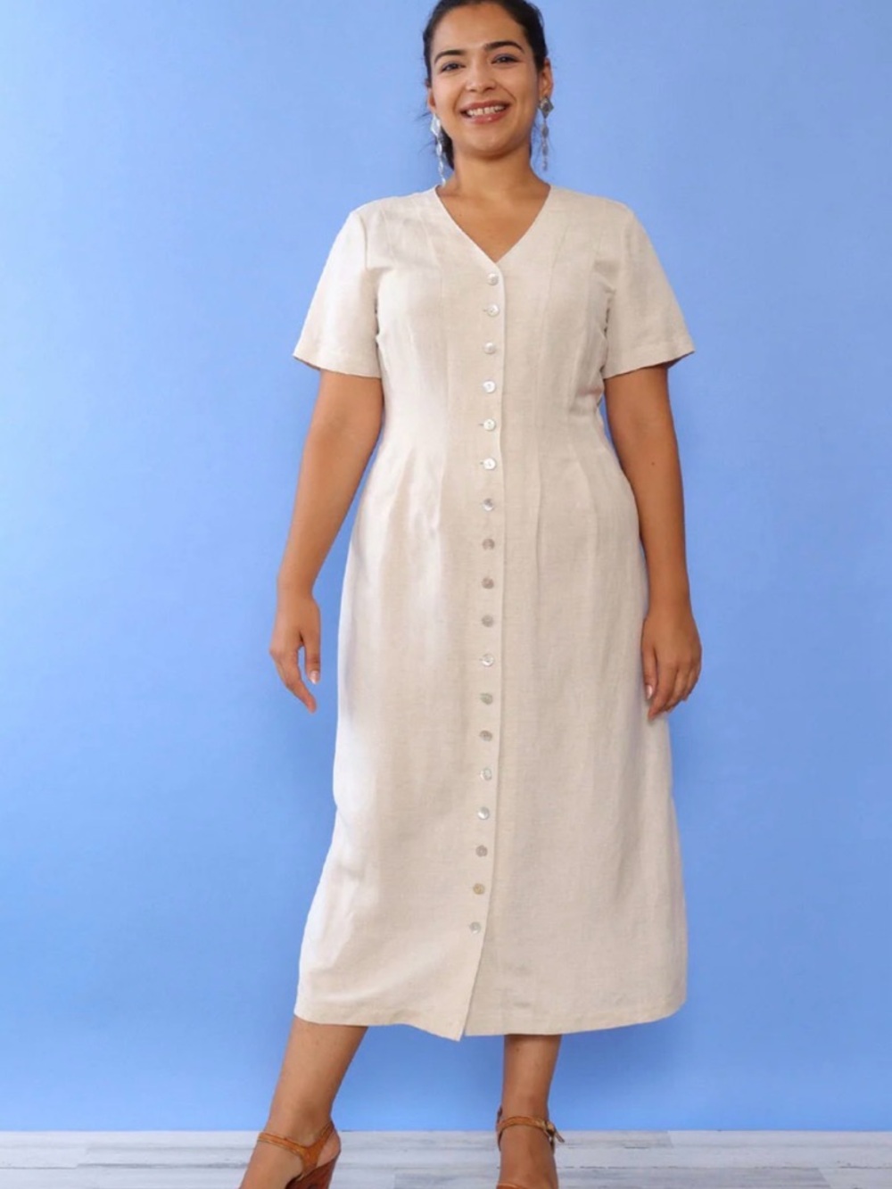 Orvis Women’s Cream Linen Button Down Dress Size 20